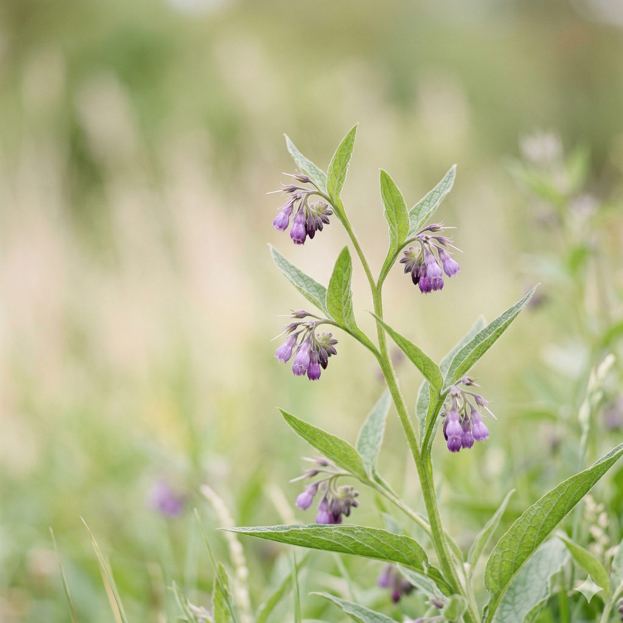 Purple comfrey plant